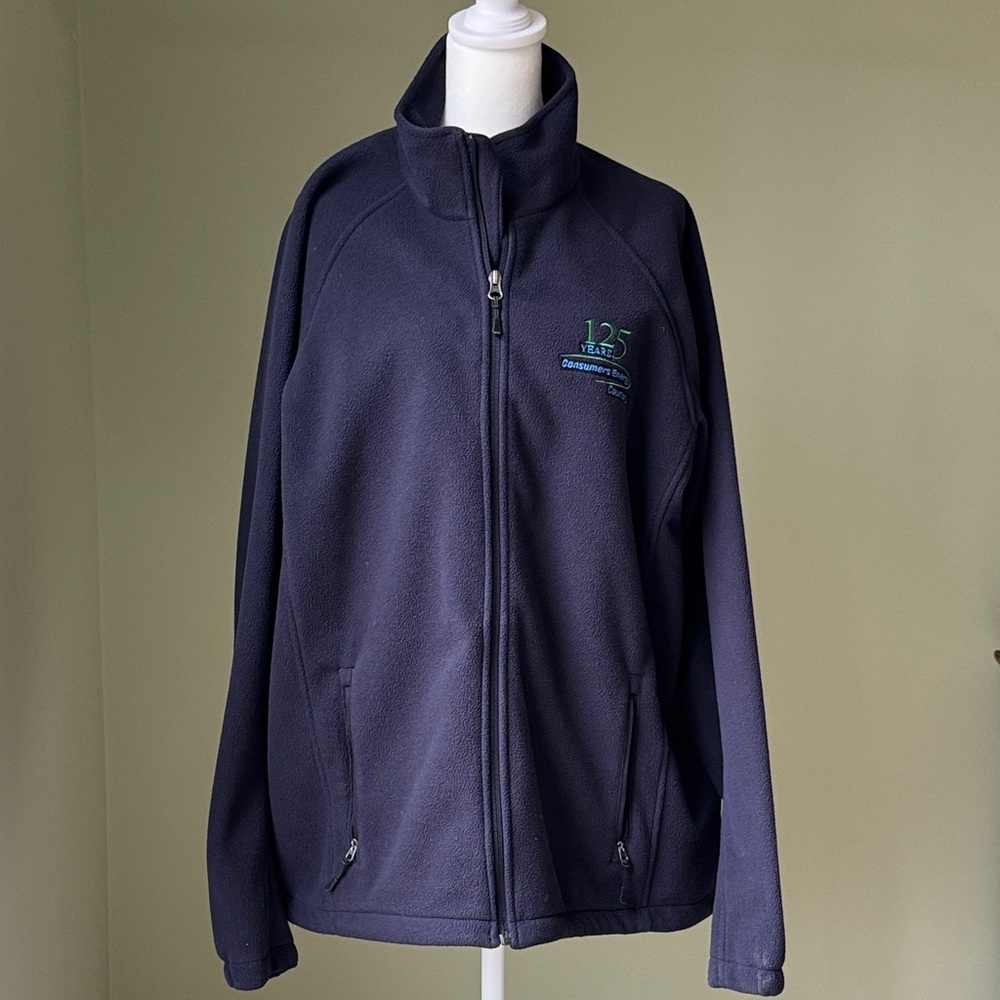 Lands' End Navy Fleece Jacket with Branded Neck Tap